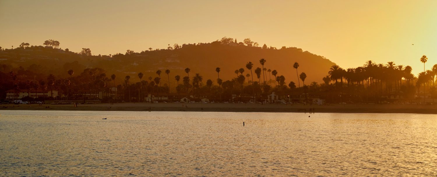 california shoreline at sunset