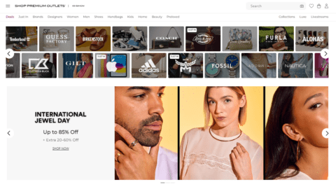 Shop Premium Outlets homepage