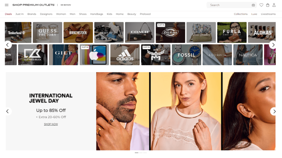 Shop Premium Outlets homepage